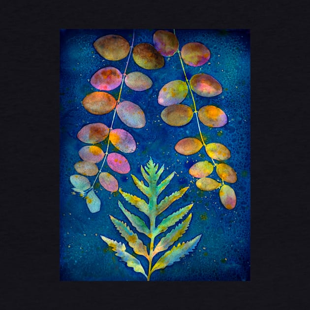 Botanical cyanotype and watercolor by redwitchart